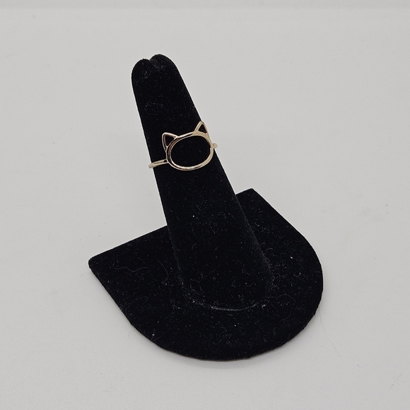 gold tone cat head cutout silhouette ring size 5.25 - Picture 1 of 3